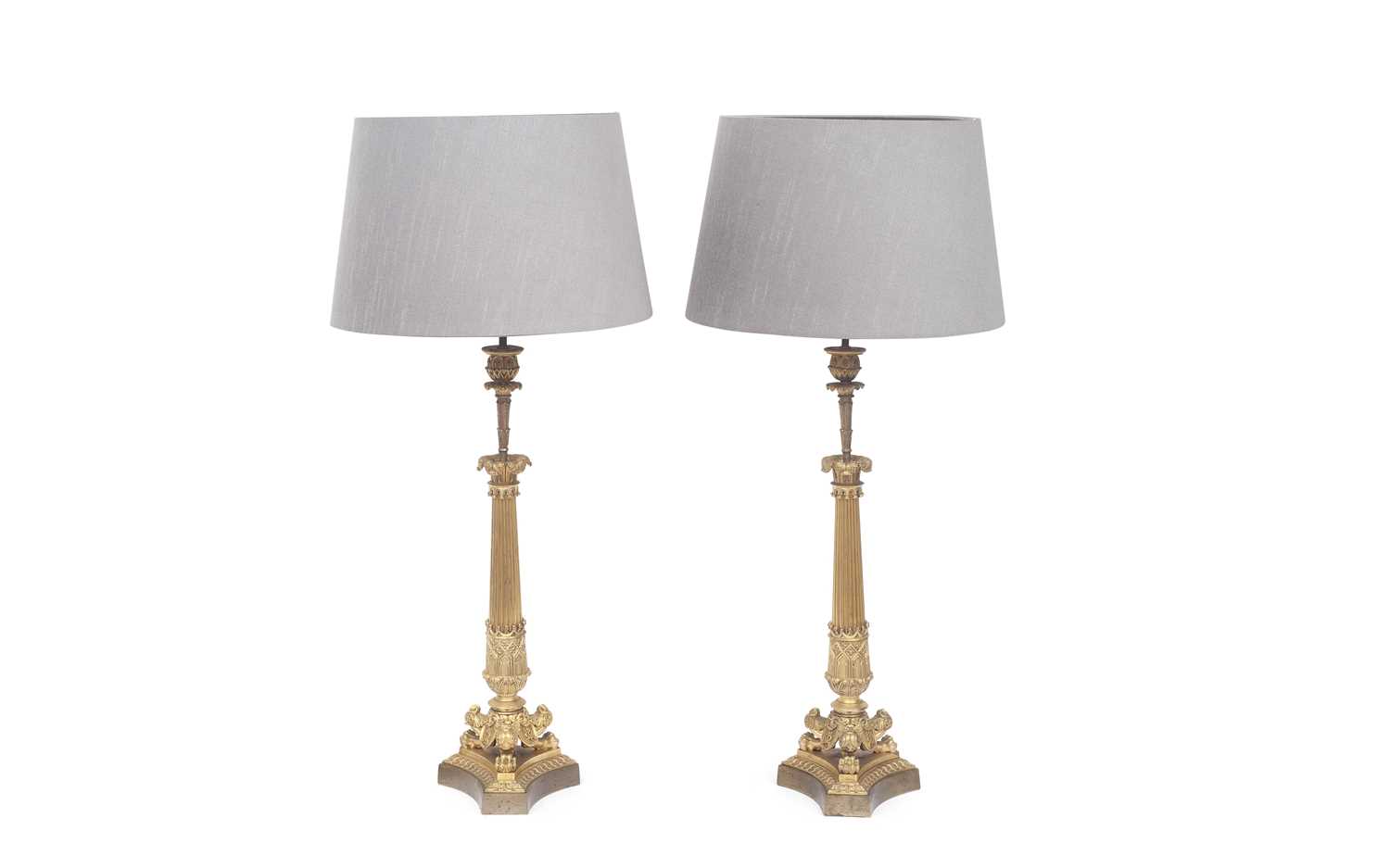 A PAIR OF FRENCH LOUIS PHILIPPE PERIOD GILT BRONZE LAMPS CIRCA 1830