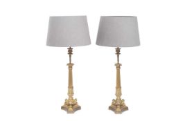 A PAIR OF FRENCH LOUIS PHILIPPE PERIOD GILT BRONZE LAMPS CIRCA 1830