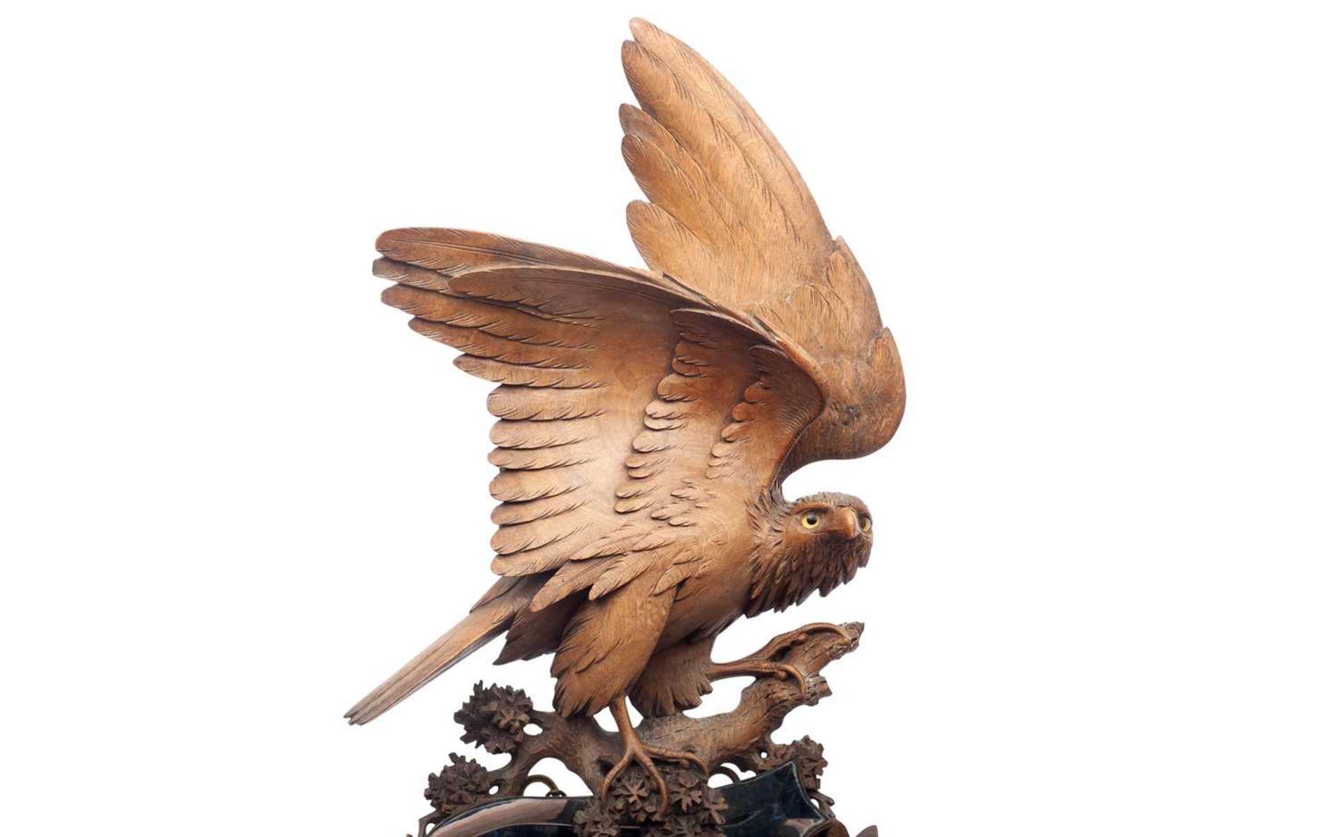 A LATE 19TH CENTURY BLACKFOREST CARVED EAGLE MIRROR - Image 2 of 2