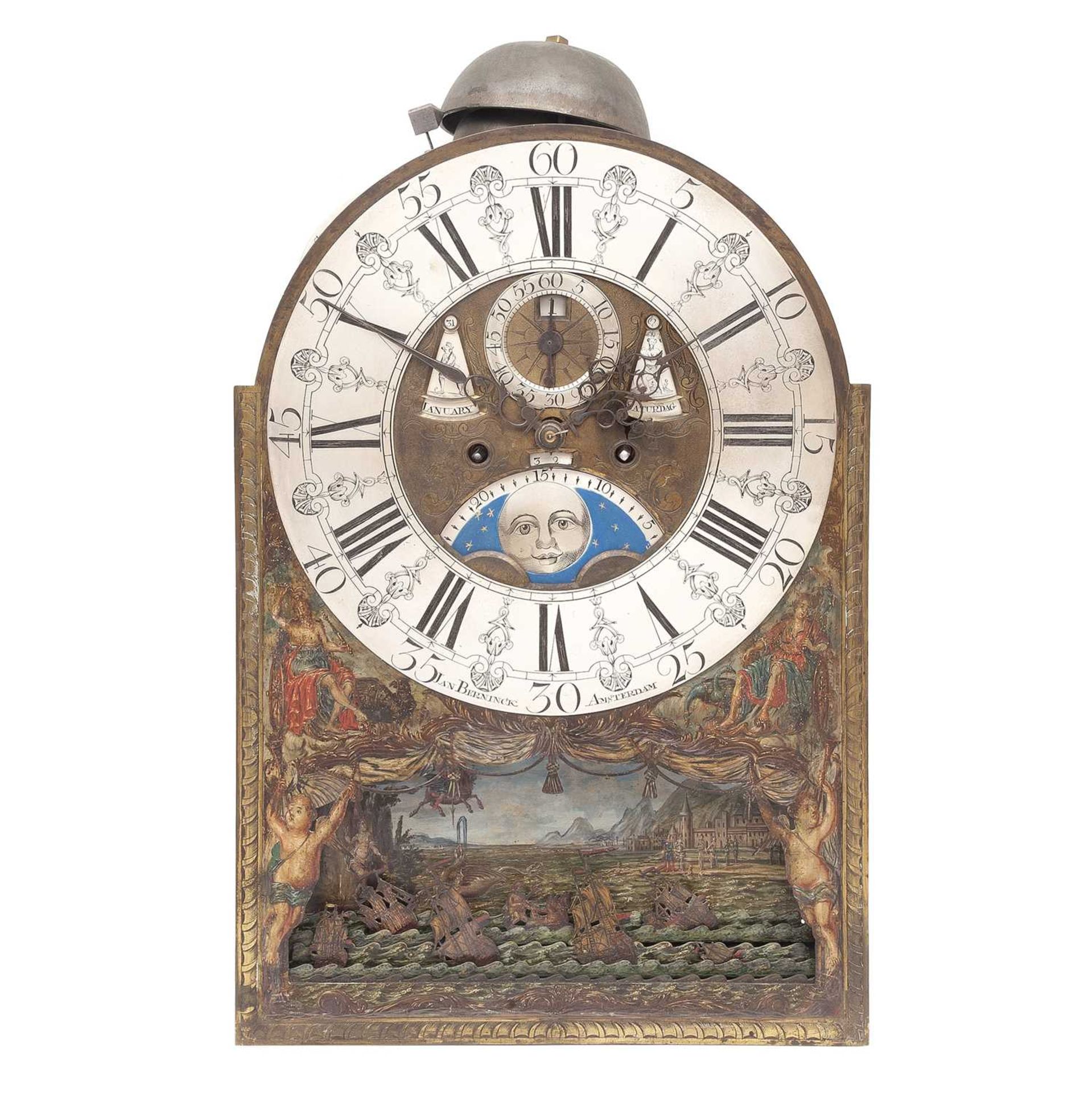 A RARE MID 18TH CENTURY DUTCH LONGCASE CLOCK WITH AUTOMATON AND CALENDAR - Bild 2 aus 9