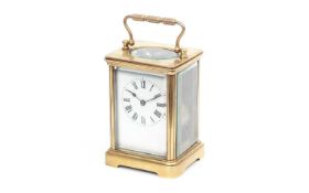 A LATE 19TH CENTURY FRENCH LACQUERED BRASS CARRIAGE CLOCK