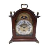 A GEORGE III STYLE MAHOGANY BRACKET CLOCK WITH WESTMINSTER CHIMES