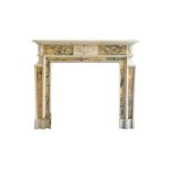 A LATE 19TH CENTURY ADAM STYLE SIENA AND WHITE MARBLE CHIMNEYPIECE