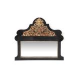 A BOULLE STYLE FAUX TORTOISHELL AND GILT BRONZE MOUNTED WALL MIRROR