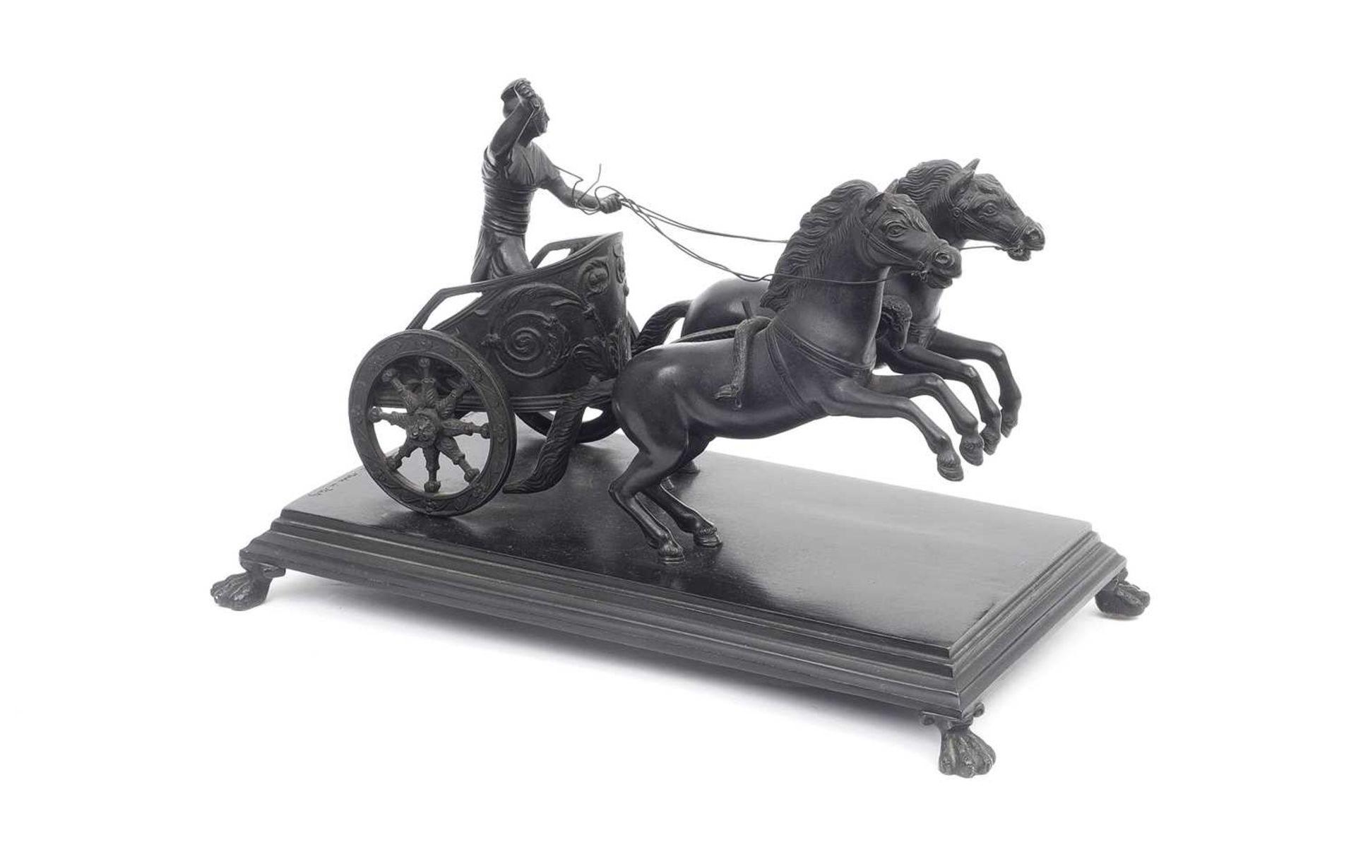 A 19TH CENTURY GRAND TOUR BRONZE OF A CHARIOT BY GIORGIO SOMMER, NAPLES - Image 2 of 5