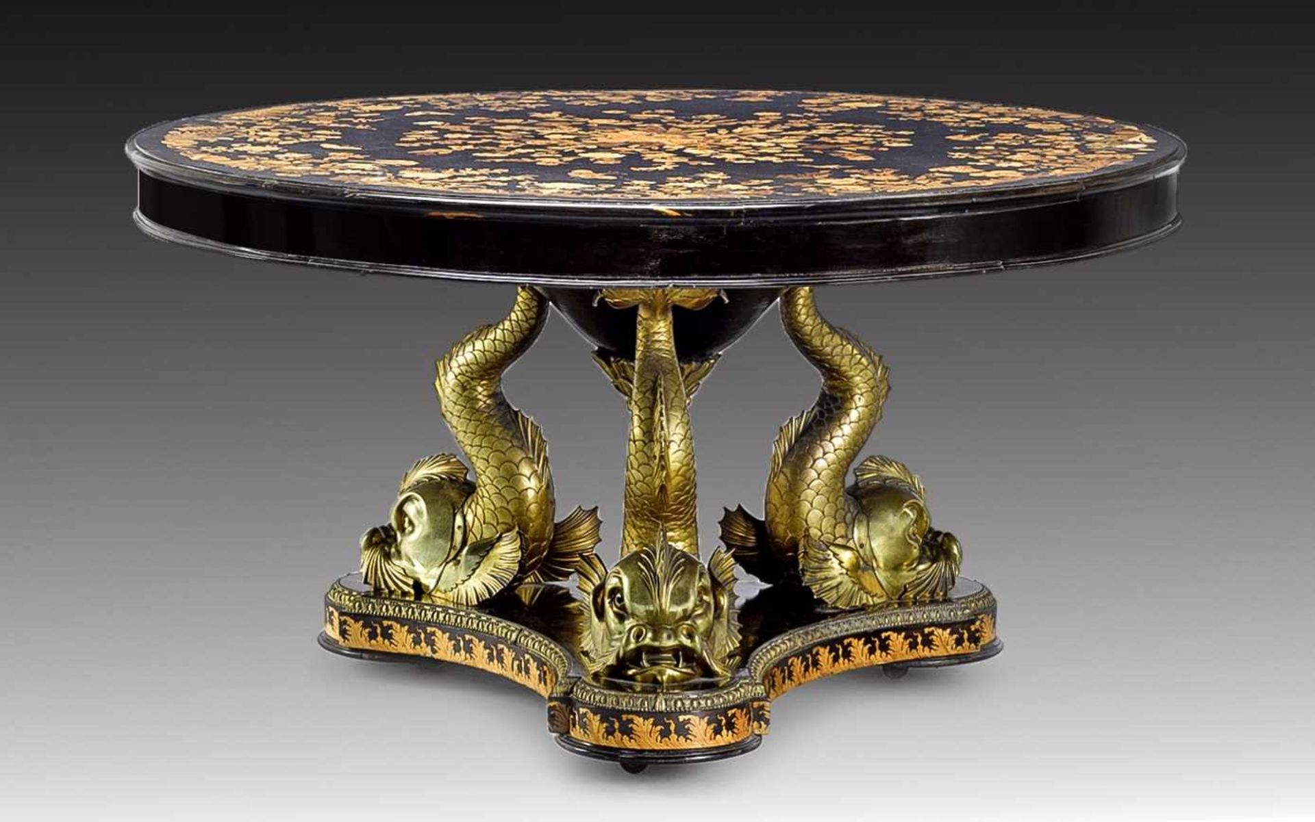 THE ROTHSCHILD MENTMORE EBONY, MARQUETRY AND ORMOLU CENTRE TABLE - Image 2 of 3