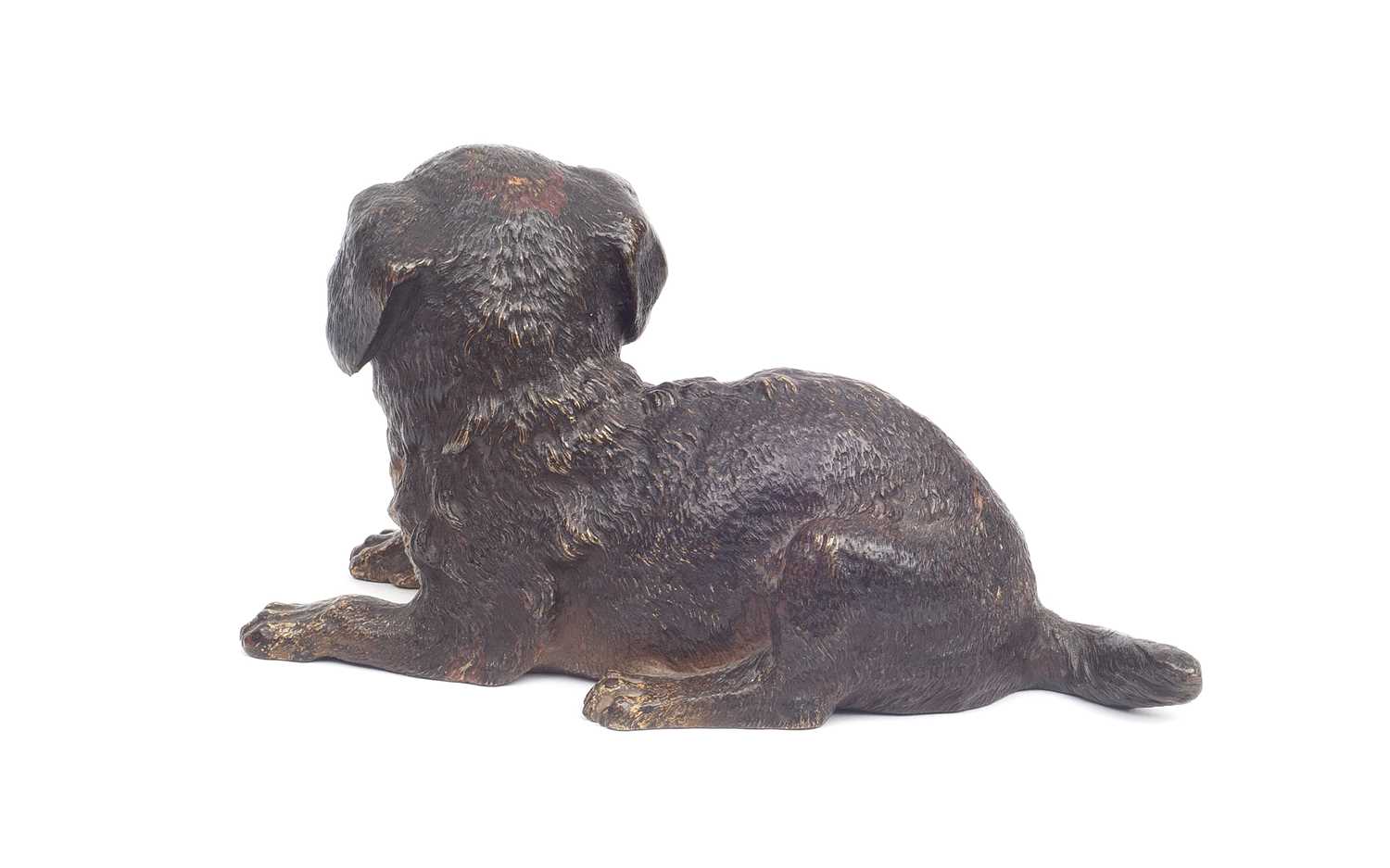 A LATE 19TH CENTURY COLD PAINTED BRONZE MODEL OF A PUPPY - Bild 3 aus 3