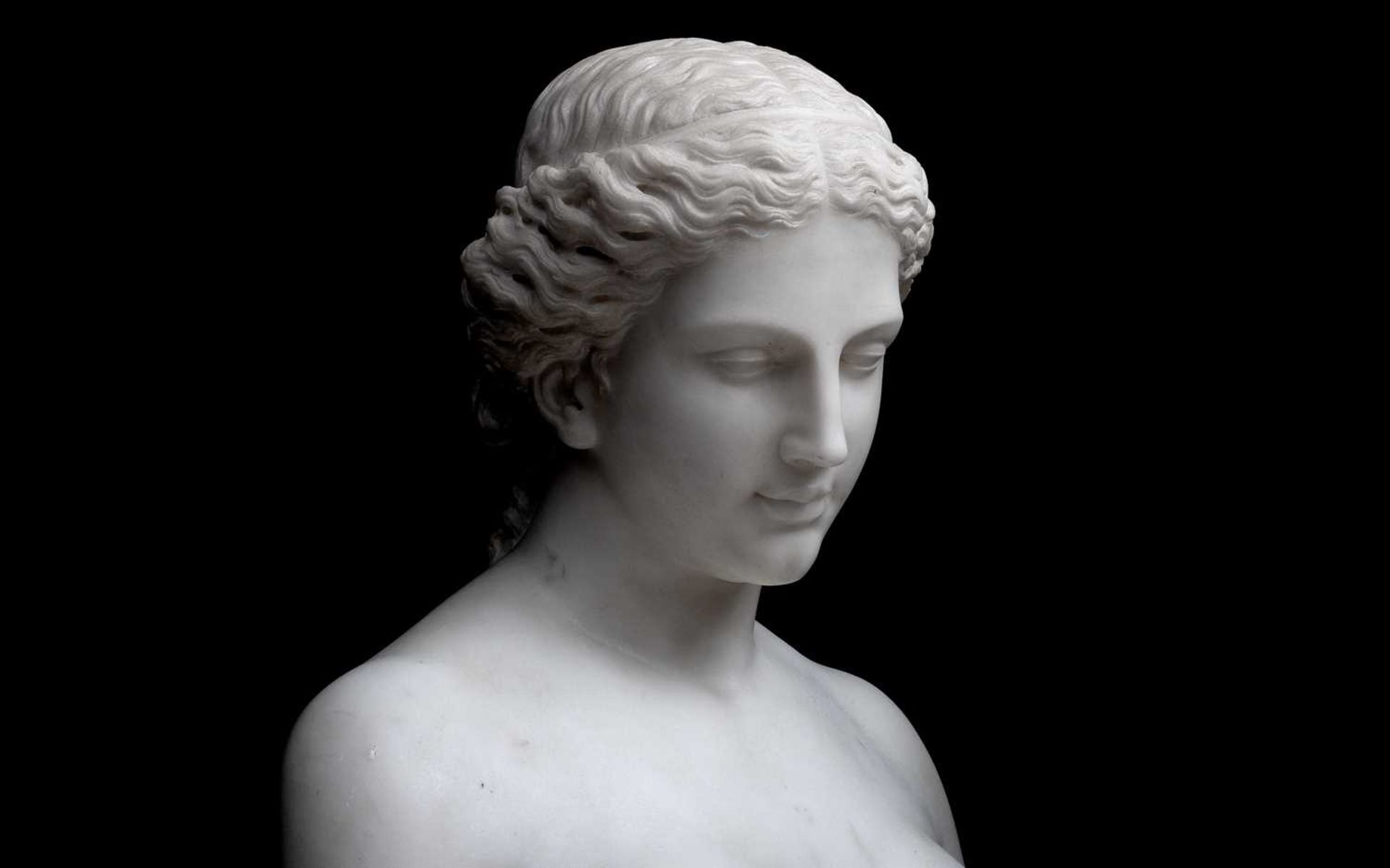 A 19TH CENTURY MARBLE BUST OF EVE, POSSIBLY BY HIRAM POWERS (AMERICAN, 1805-1873) - Image 2 of 8