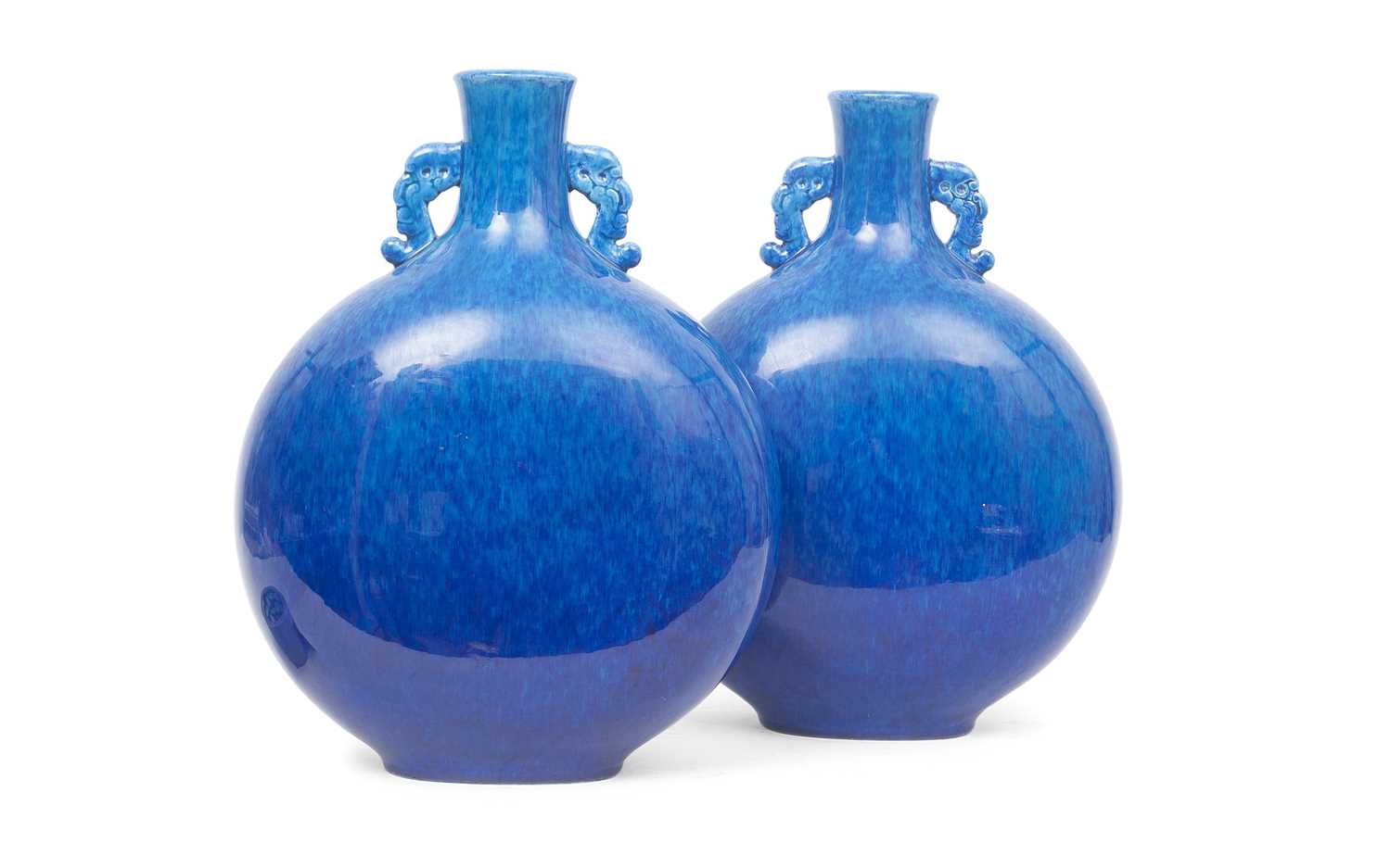 A LARGE PAIR OF 19TH CENTURY SEVRES PORCELAIN MOON FLASK VASES BY PAUL MILET