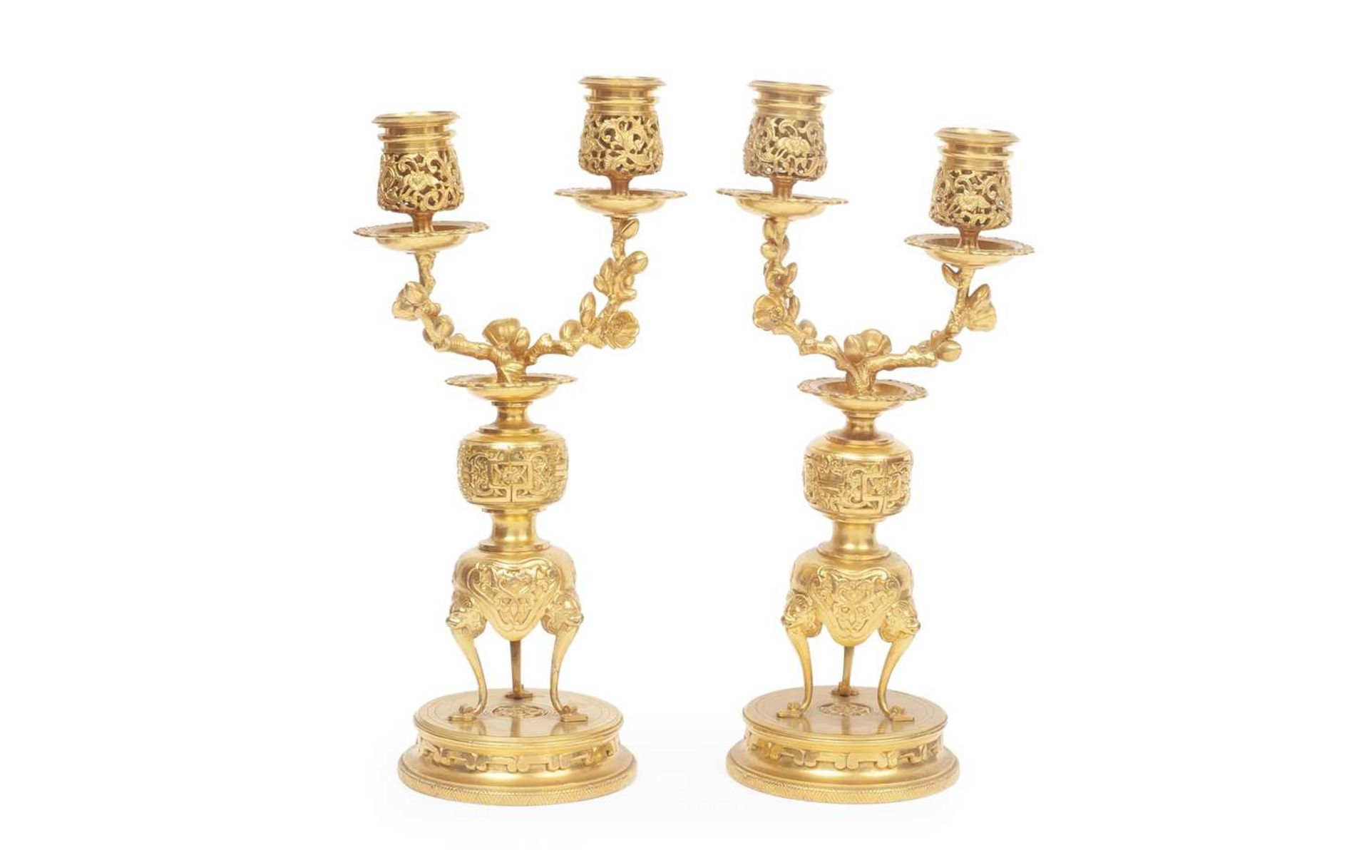 A VERY FINE PAIR OF 19TH CENTURY ORMOLU CANDELABRA BY BARBEDIENNE AND EDOUARD LIEVRE - Image 2 of 4