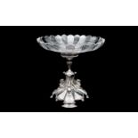 A LATE 19TH CENTURY ELKINGTON SILVER PLATED AND CUT GLASS CENTREPIECE