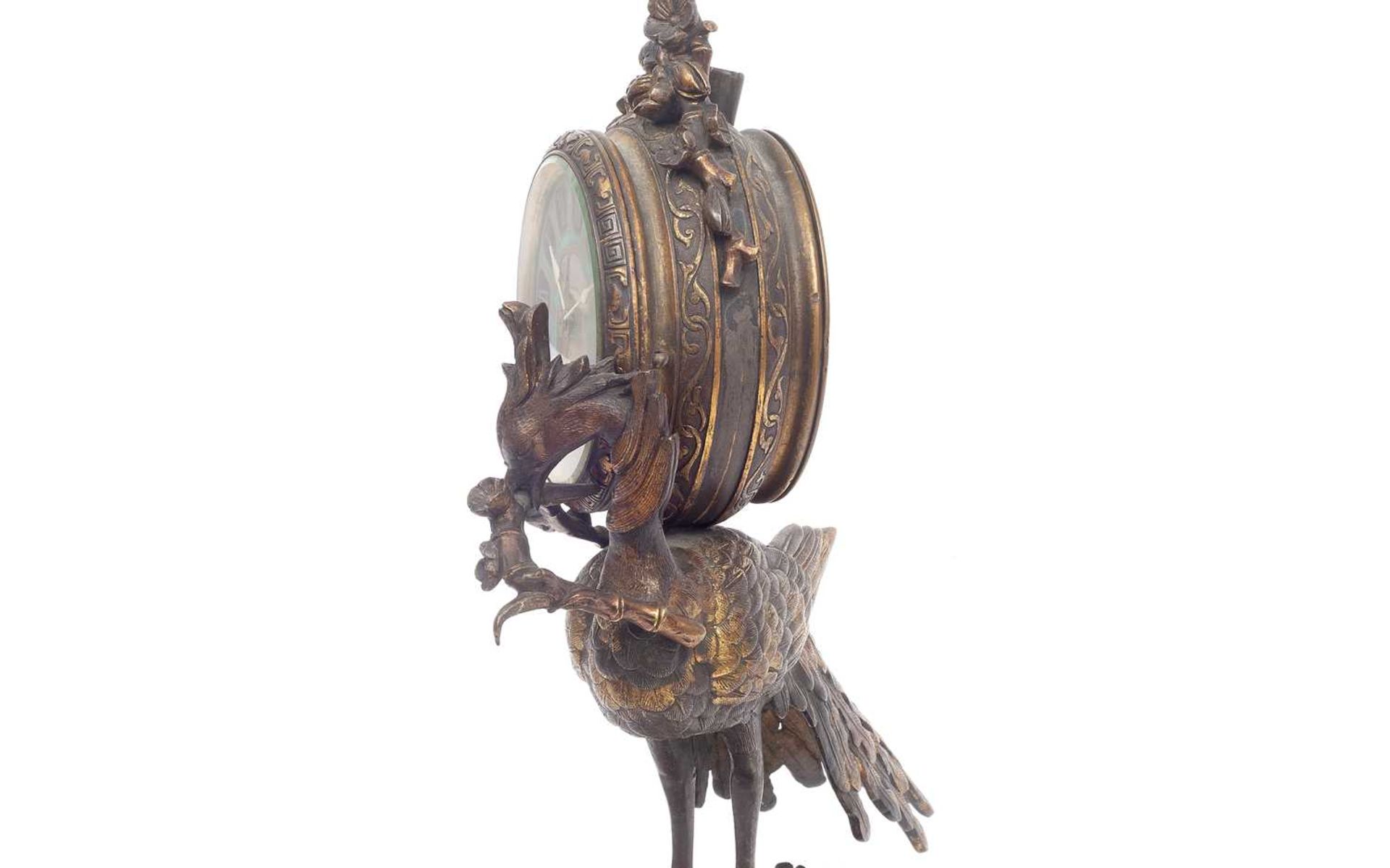 ATTRIBUTED TO L'ESCALIER DE CRISTAL, PARIS: A FINE LATE 19TH CENTURY FRENCH PEACOCK CLOCK - Image 2 of 4