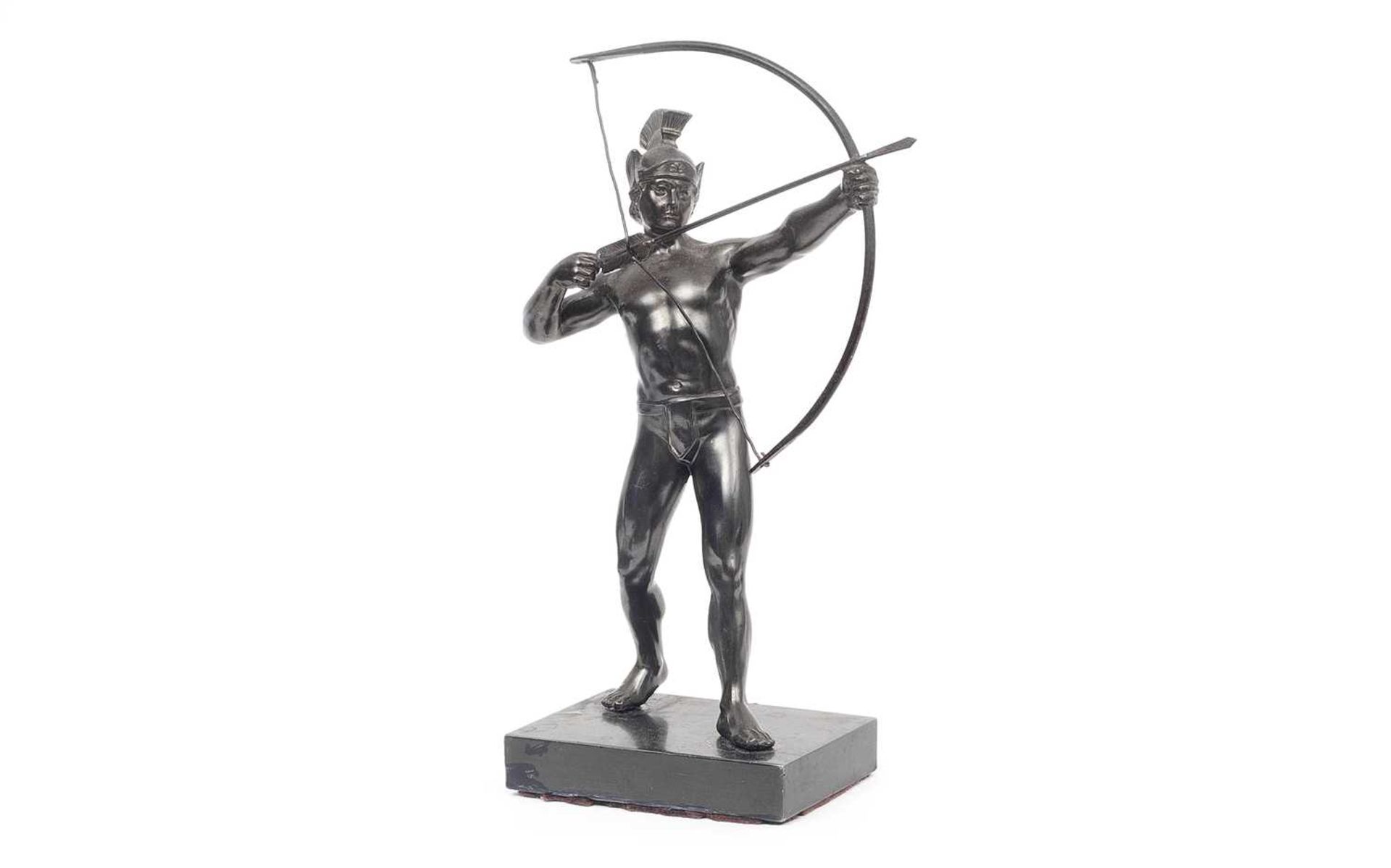 A LATE 19TH CENTURY GERMAN SPELTER FIGURE OF AN ARCHER
