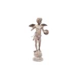 AFTER AUGUSTE MOREAU (FRENCH, 1834-1917) A PATINATED METAL FIGURE OF CUPID