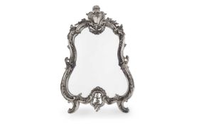 A LATE 19TH CENTURY ROCOCO STYLE SILVERED BRONZE TOILET MIRROR