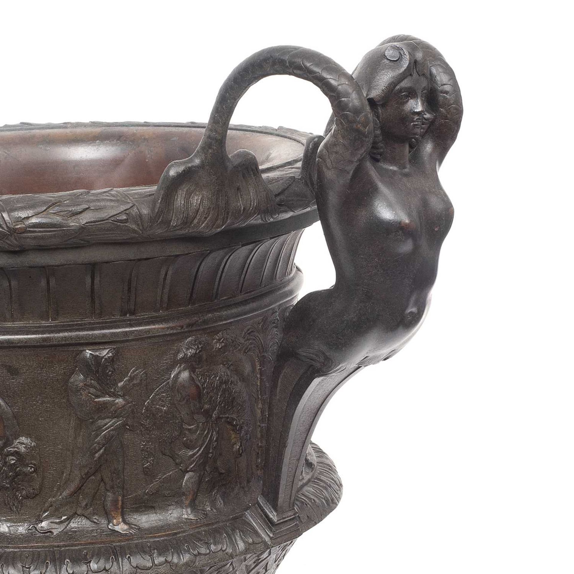 A LARGE 19TH CENTURY BRONZE AND ROUGE MARBLE CLASSICAL URN - Image 6 of 6