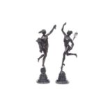 AFTER GIAMBOLOGNA (ITALIAN, 1529-1608): A PAIR OF 19TH CENTURY BRONZE FIGURES OF MERCURY AND FORTUNA