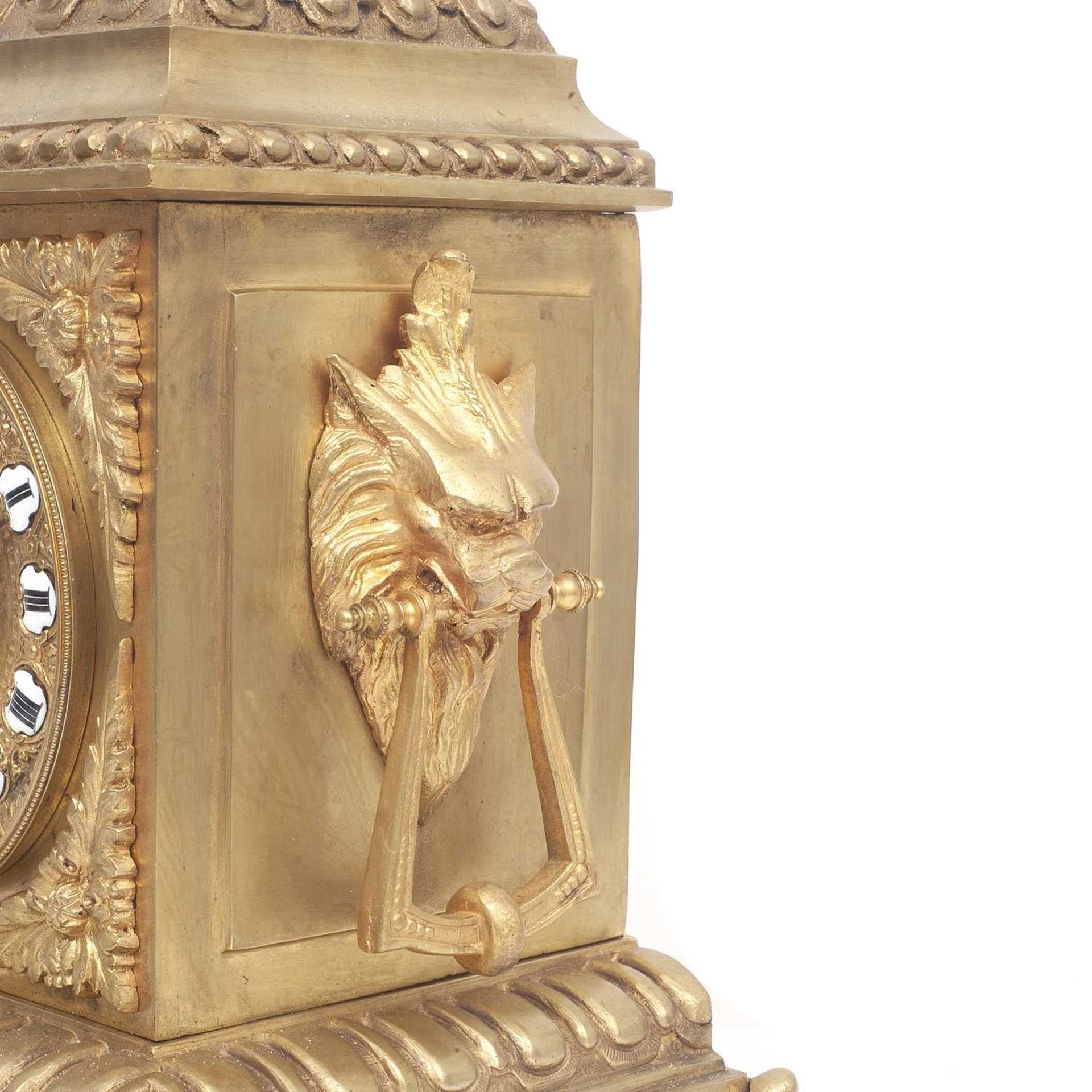 A LARGE LATE 19TH CENTURY FRENCH GILT BRONZE MANTEL CLOCK - Image 3 of 3