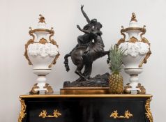 A LARGE 19TH CENTURY ITALIAN BRONZE GROUP OF NESSUS AND DEIANIRA AFTER GIAMBOLOGNA