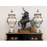 A LARGE 19TH CENTURY ITALIAN BRONZE GROUP OF NESSUS AND DEIANIRA AFTER GIAMBOLOGNA