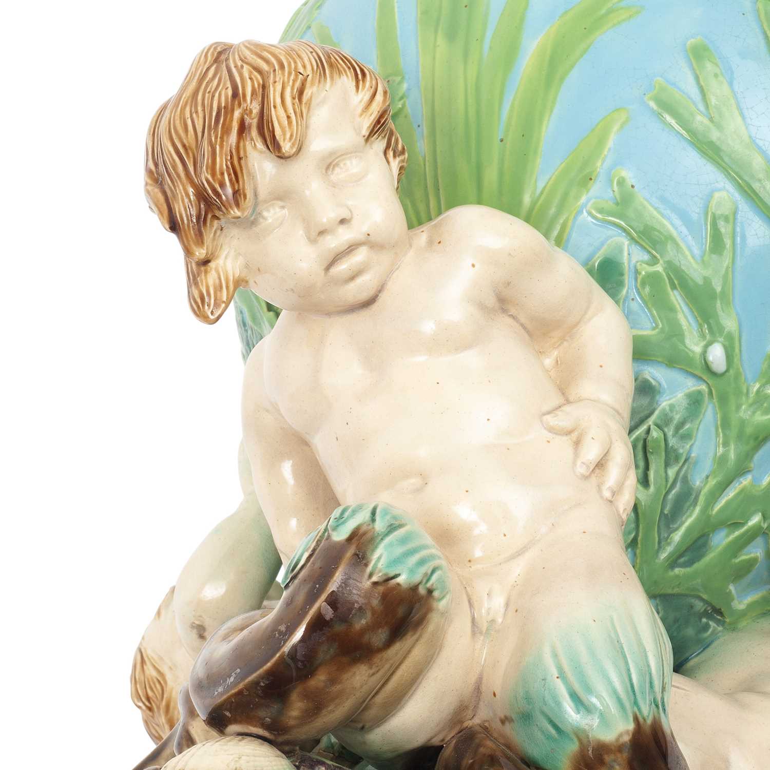 A 19TH CENTURY MINTON MAJOLICA TRITON JARDINIERE - Bild 4 aus 7