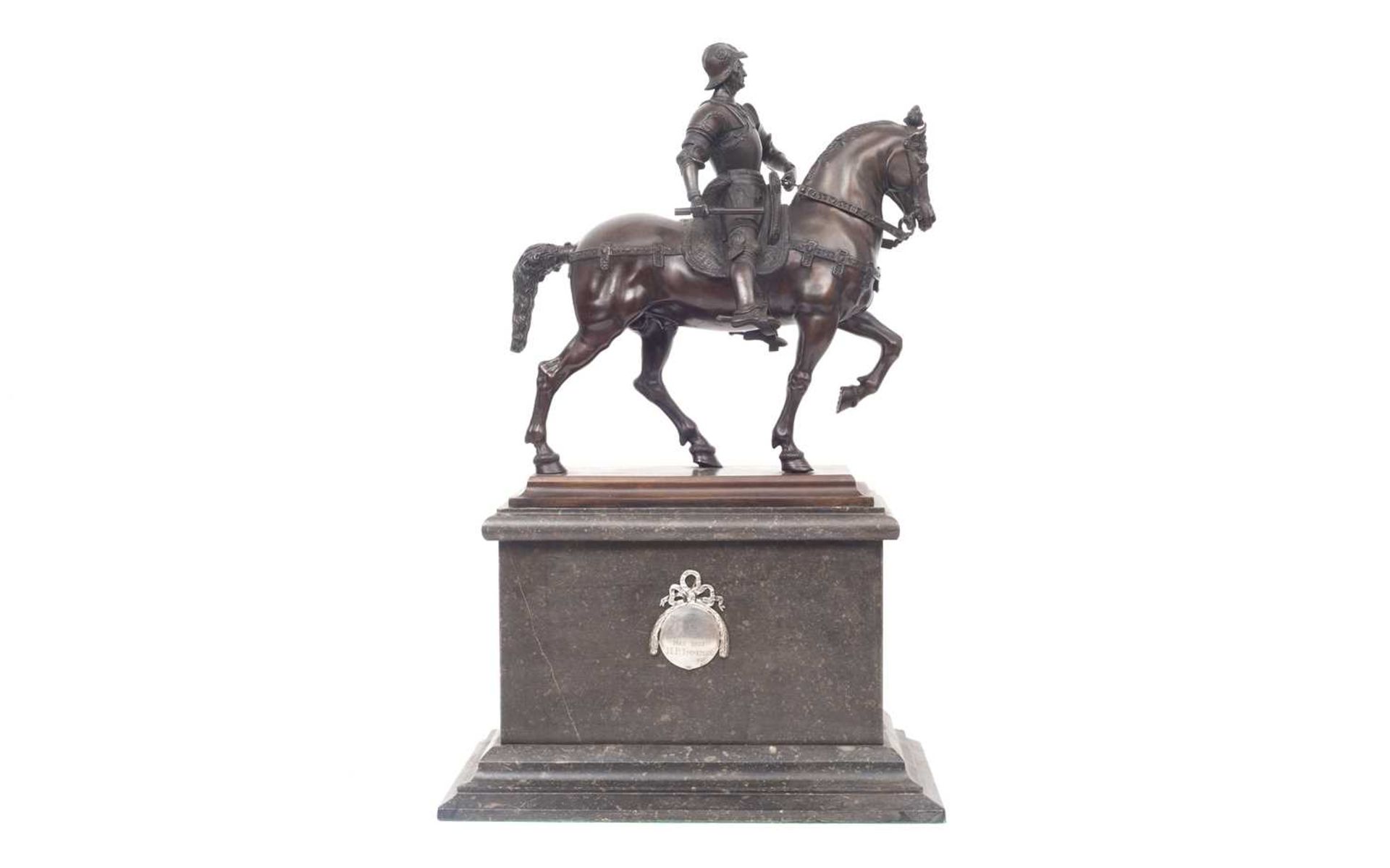 A 19TH / EARLY 20TH CENTURY BRONZE REDUCTION OF THE EQUESTRIAN MONUMENT TO COLLEONI - Image 2 of 8