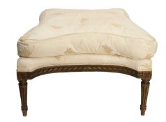 A LOUIS XVI STYLE GILTWOOD UPHOLSTERED STOOL