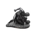 AFTER THE ANTIQUE: A LARGE LATE 19TH / EARLY 20TH CENTURY BRONZE OF THE WRESTLERS