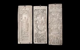 A SET OF THREE 19TH CENTURY PLASTER RELIEFS AFTER ROMAN DIPTYCHS BY FRANCHI & SON