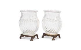 BACCARAT: A PAIR OF 19TH CENTURY CRYSTAL GLASS AND ORMOUL MOUNTED VASES CIRCA 1878