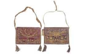 TWO 18TH CENTURY OTTOMAN VELVET, GOLD AND SILVER THREAD QU'RAN CASES