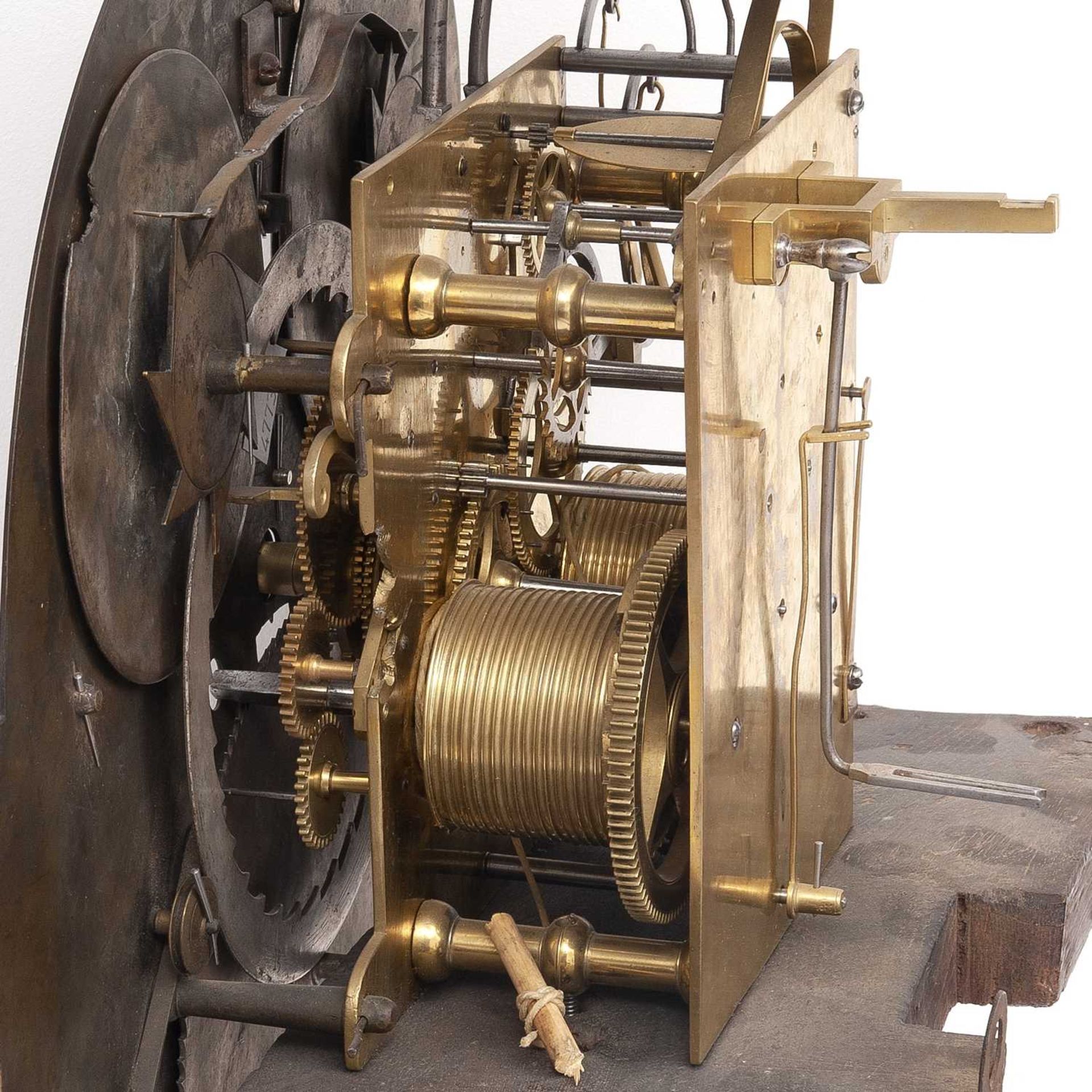 A RARE MID 18TH CENTURY DUTCH LONGCASE CLOCK WITH AUTOMATON AND CALENDAR - Image 4 of 9