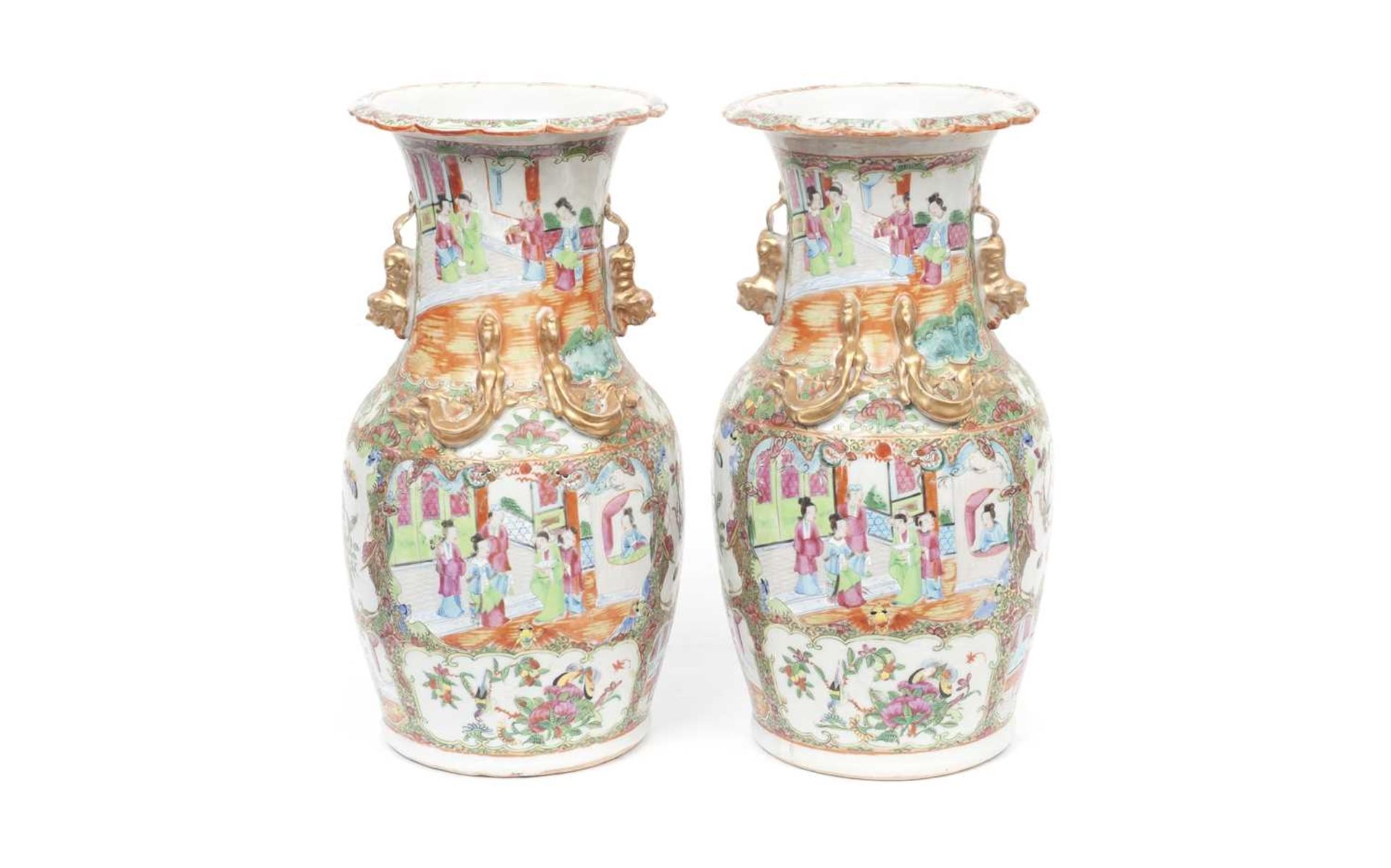 A PAIR OF LATE 19TH CENTURY CHINESE CANTON PORCELAIN VASES