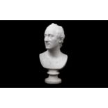 AN EARLY 19TH CENTURY MARBLE BUST OF A MAN, POSSIBLY THE DUKE OF WELLINGTON