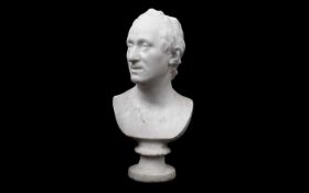 AN EARLY 19TH CENTURY MARBLE BUST OF A MAN, POSSIBLY THE DUKE OF WELLINGTON