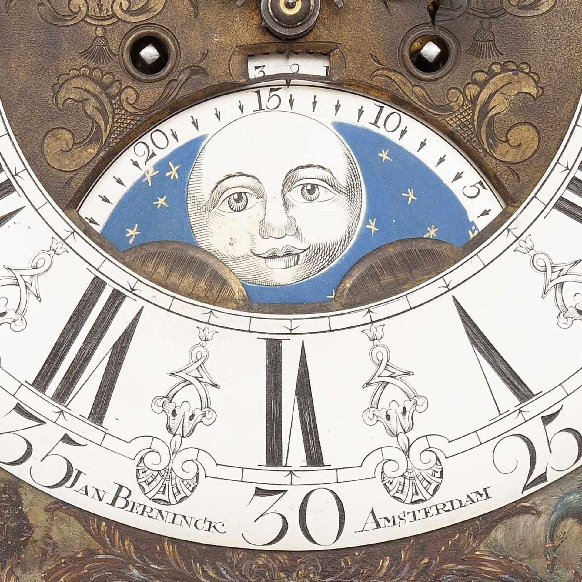 A RARE MID 18TH CENTURY DUTCH LONGCASE CLOCK WITH AUTOMATON AND CALENDAR - Image 6 of 9