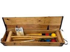 A CROQUET SET IN PINE BOX