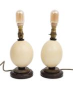 A PAIR OF OSTRICH EGG LAMPS