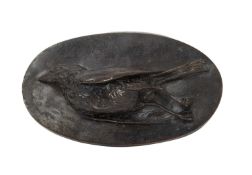 A 19TH CENTURY FRENCH BRONZE RELIEF OF A DEAD SPARROW