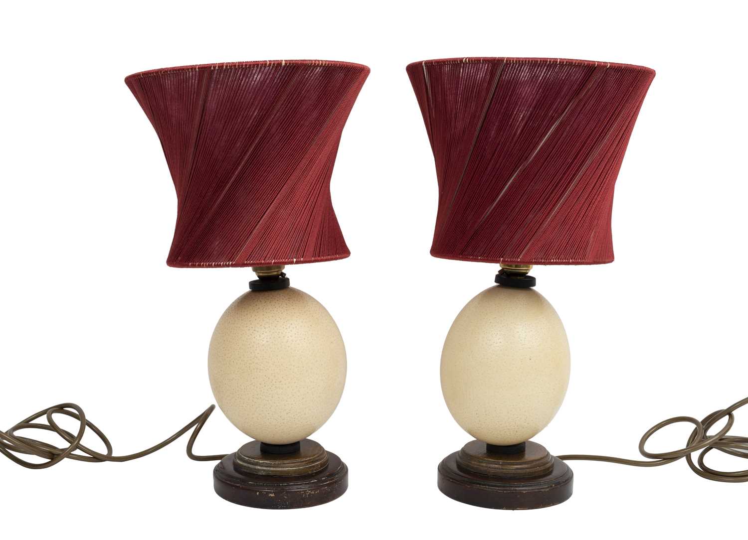 A PAIR OF OSTRICH EGG LAMPS - Image 2 of 2