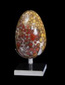 A COBRA JASPER HARD STONE CARVED EGG