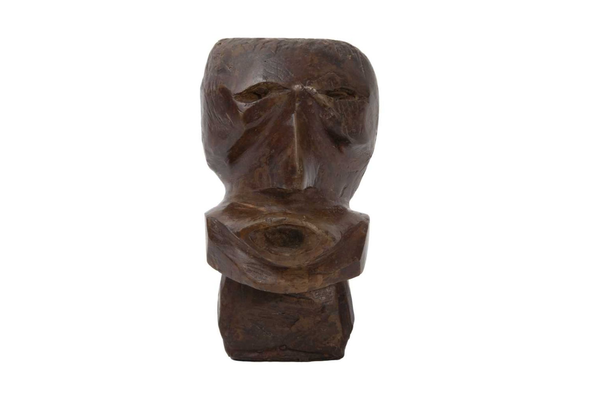 A 20TH CENTURY BRONZE ABSTRACT HEAD