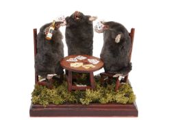 A TAXIDERMY ANTHROPOMORPHIC GROUP OF MOLES PLAYING CARDS