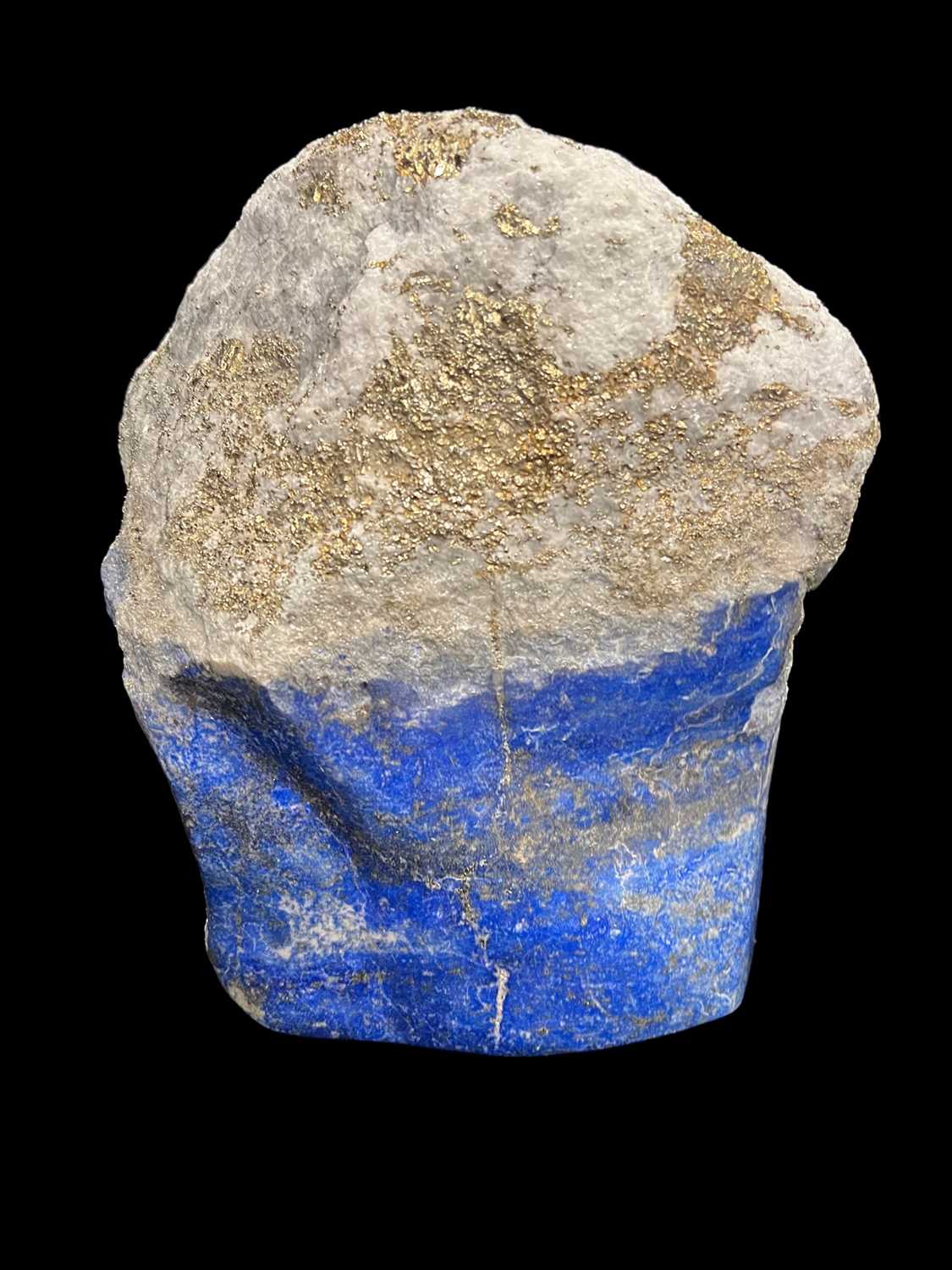 A FREE FORM LAPIS LAZULI SPECIMEN WITH PYRITE