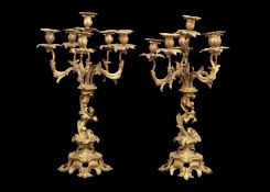 A LARGE AND IMPRESSIVE PAIR OF 19TH CENTURY ORMOLU CANDELABRA