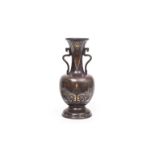 A FINE JAPANESE IMPERIAL MEIJI PERIOD BRONZE INLAID VASE