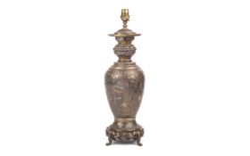 MANNER OF CHRISTOFLE & CIE: A FINE 19TH CENTURY FRENCH JAPONISME STYLE SILVERED METAL LAMP BASE