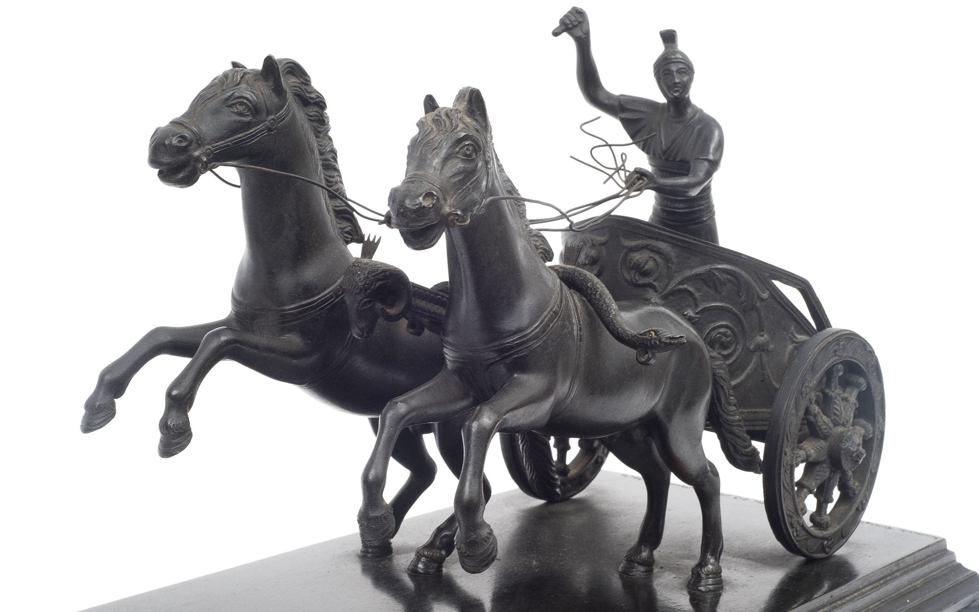 A 19TH CENTURY GRAND TOUR BRONZE OF A CHARIOT BY GIORGIO SOMMER, NAPLES