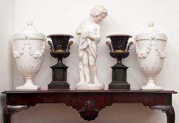 A FINE PAIR OF 19TH CENTURY ITALIAN CARRARA MARBLE URNS