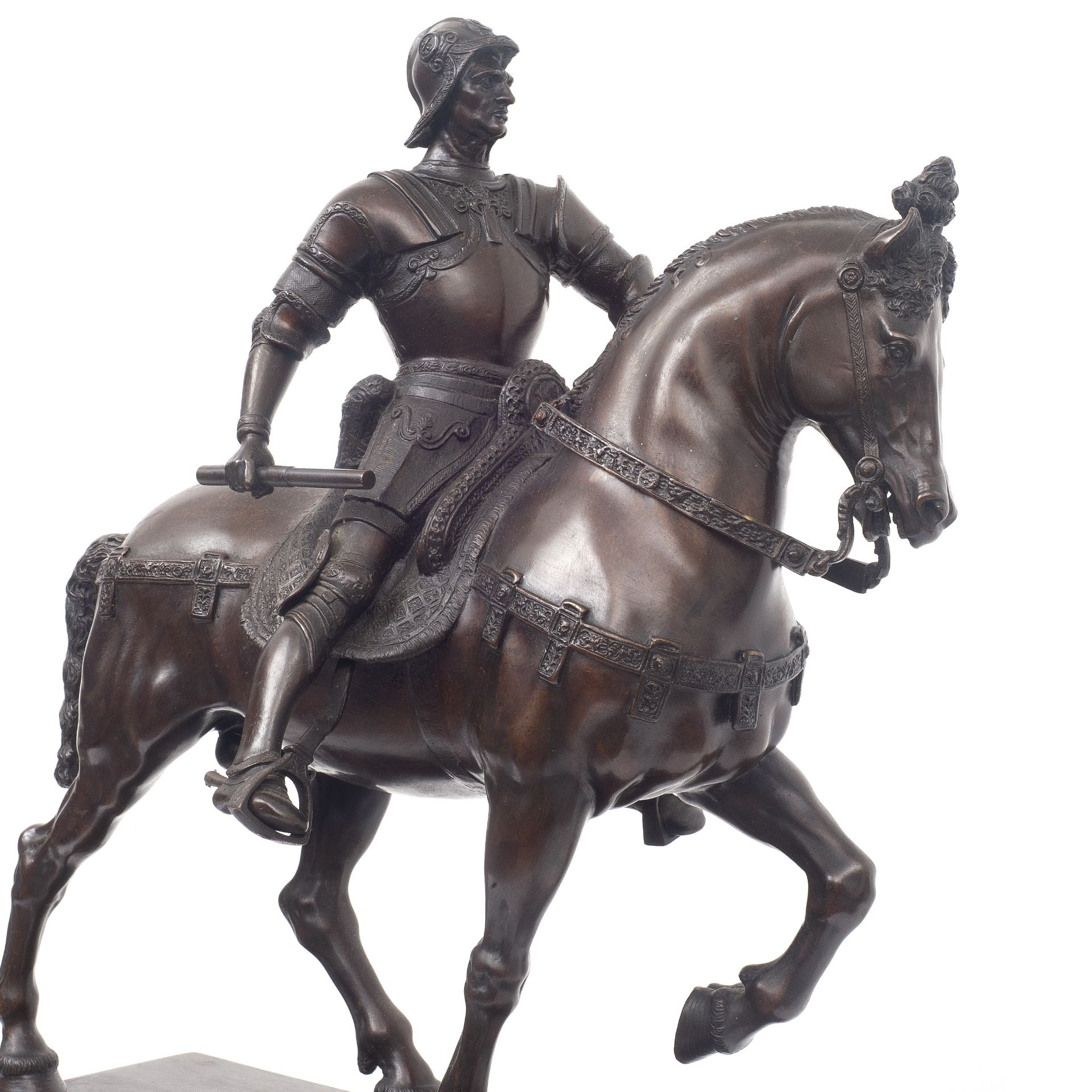 A 19TH / EARLY 20TH CENTURY BRONZE REDUCTION OF THE EQUESTRIAN MONUMENT TO COLLEONI - Image 7 of 8